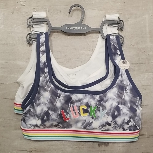 💕LUCKY BRAND💕 Padded Bra Set (2 Pack) ~ Logo Graphic Medium M NWT - Picture 1 of 12